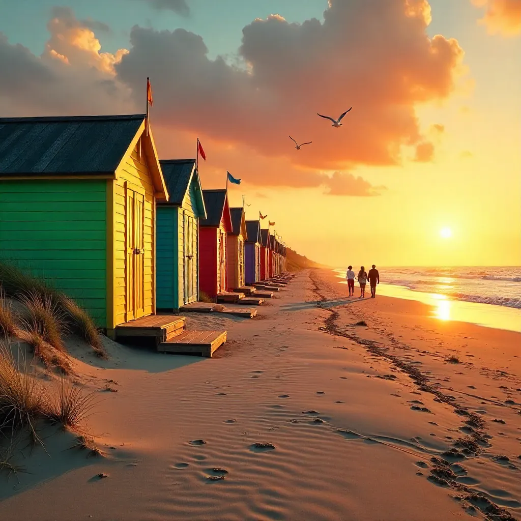 Sunset at Cuxhaven: Colorful Wadden Sea Huts