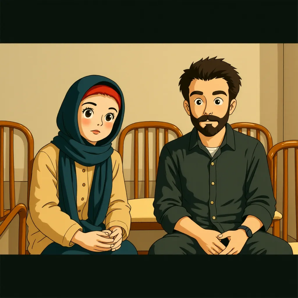 Leila Hatami and Payman Maadi in A Separation (2011) - Anime style