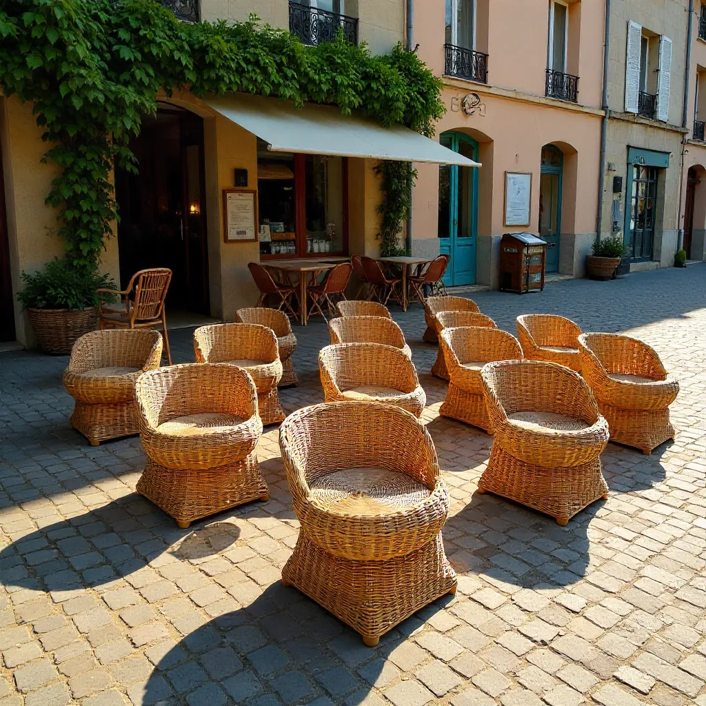Geometric Wicker Chairs in Rennes, Brittany