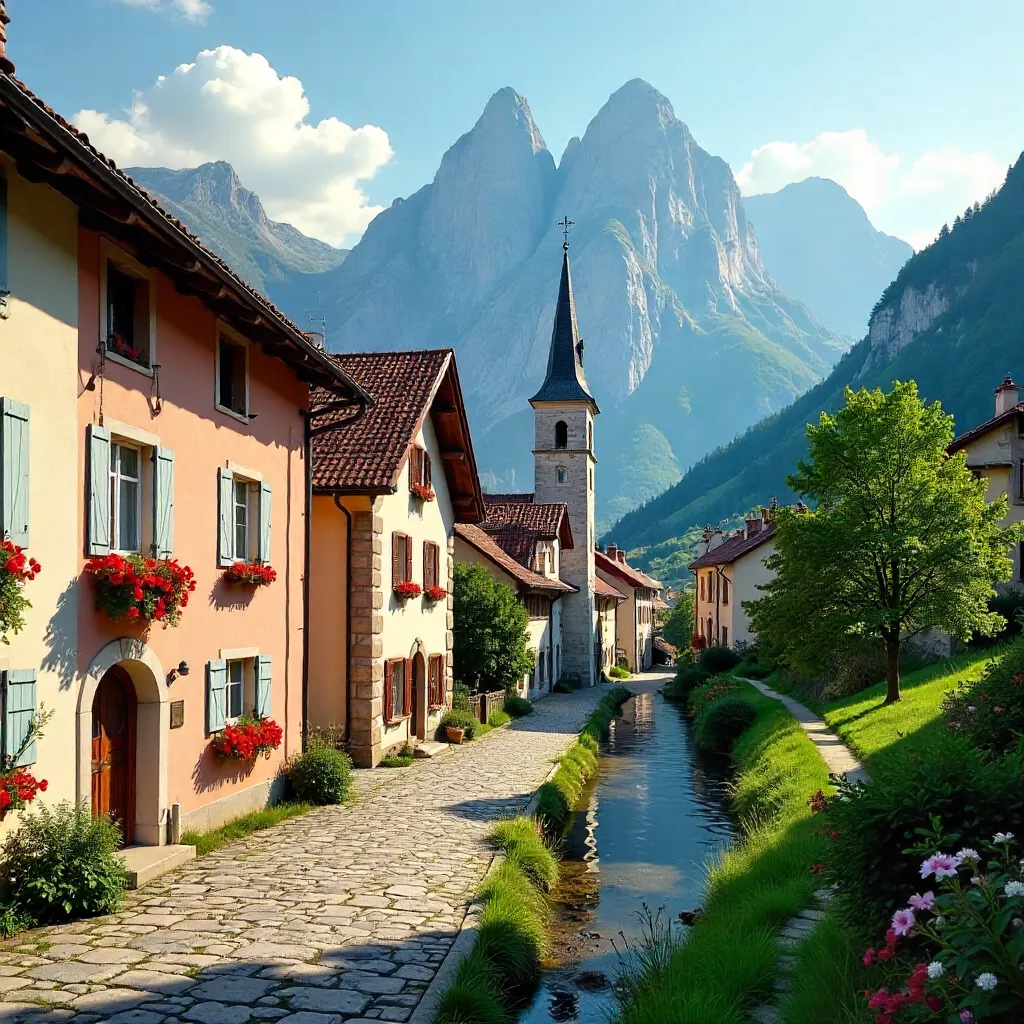 Bolzano Village and Dolomites Alpine Panorama