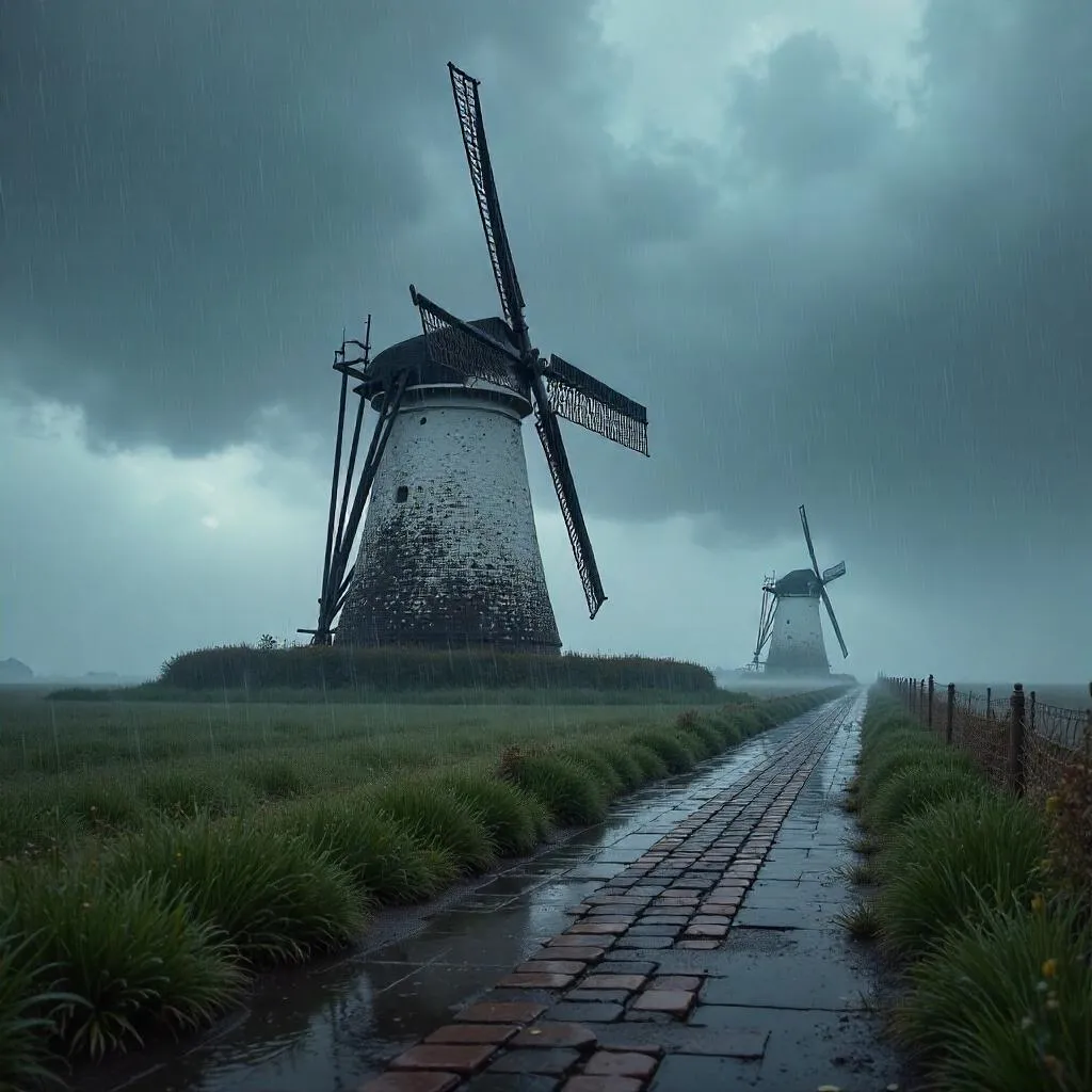 Photoreal Windmill in a Heavy Rainstorm