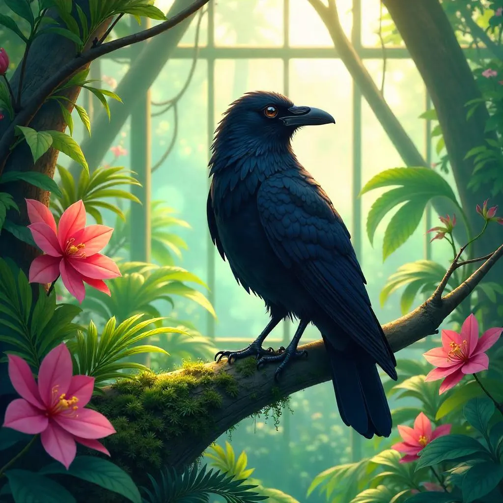 Raven in the Botanical Garden - Anime Scene