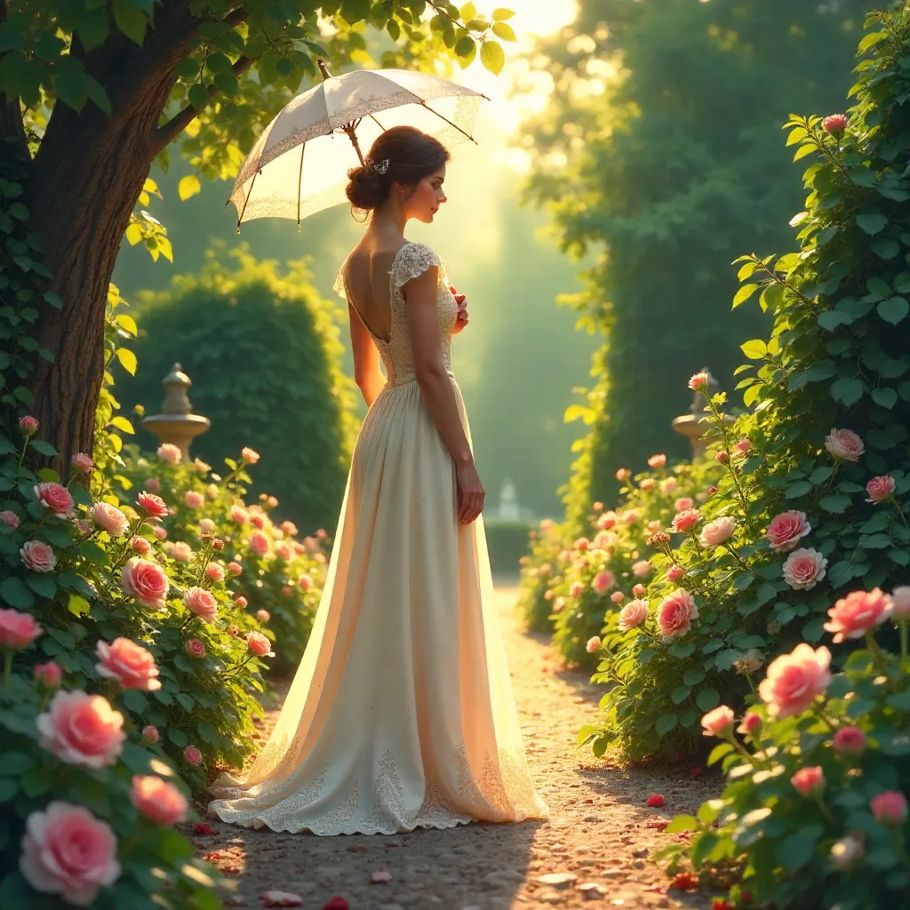 Romantic Vintage Garden Parasol Portrait