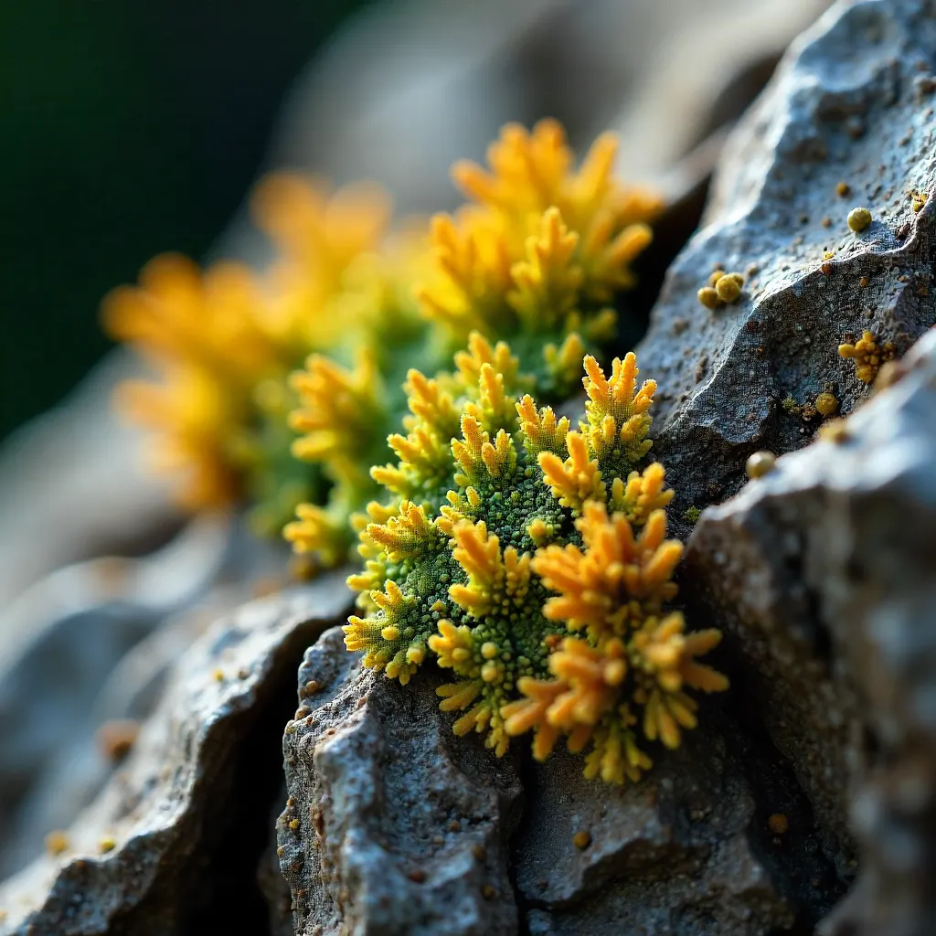 Macro Close-Up: Colorful Lichen on Hà Giang Rocks