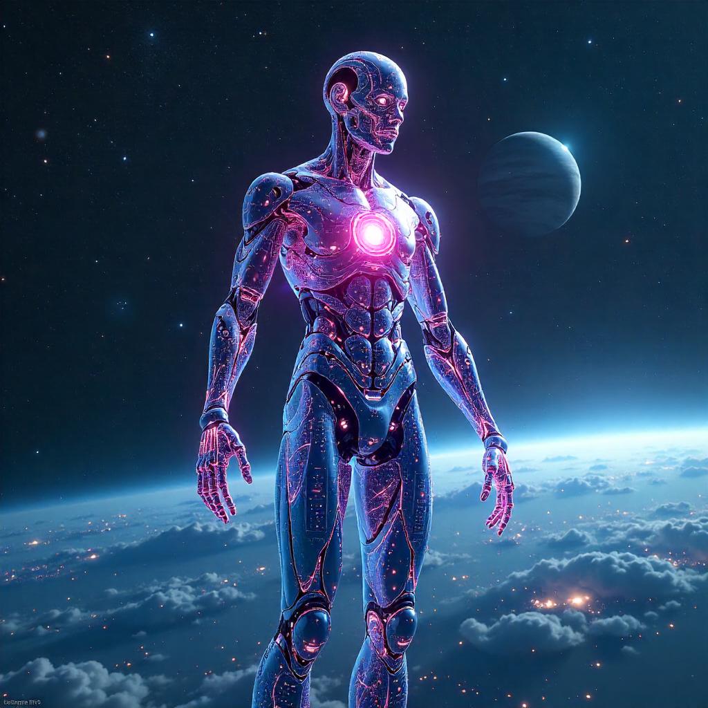 Celestial AI Construct in Space - Digital Concept Art