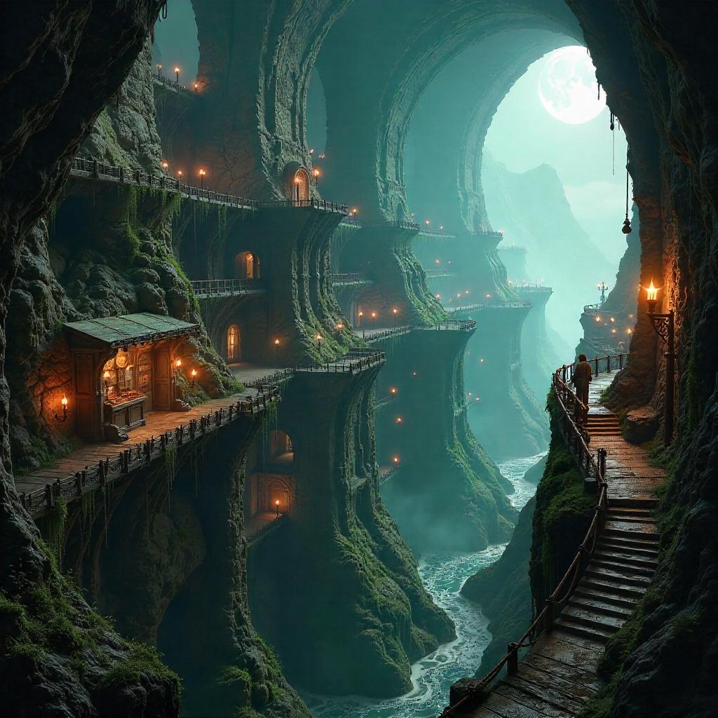 Subterranean Castle Dungeon City in 3D Render