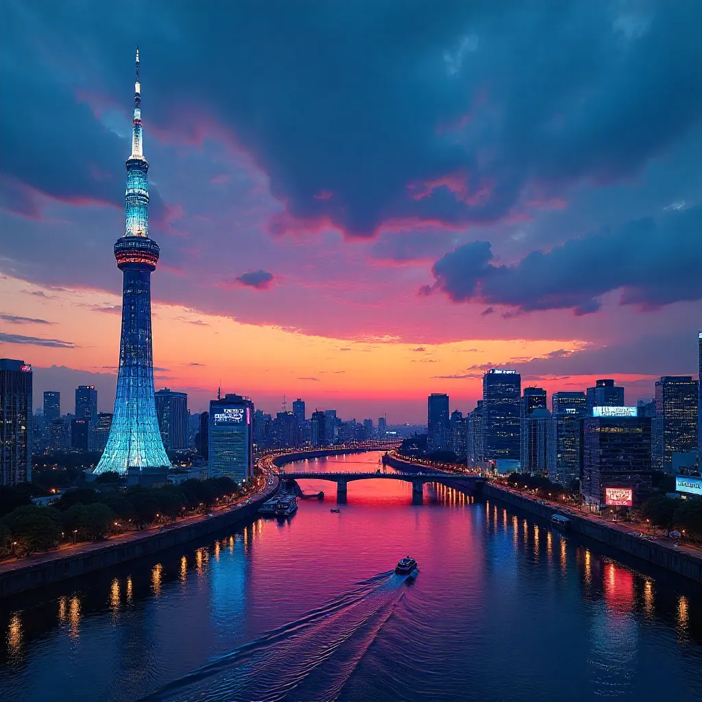 Dusk Vista: Tokyo Skytree over Neon Skyline