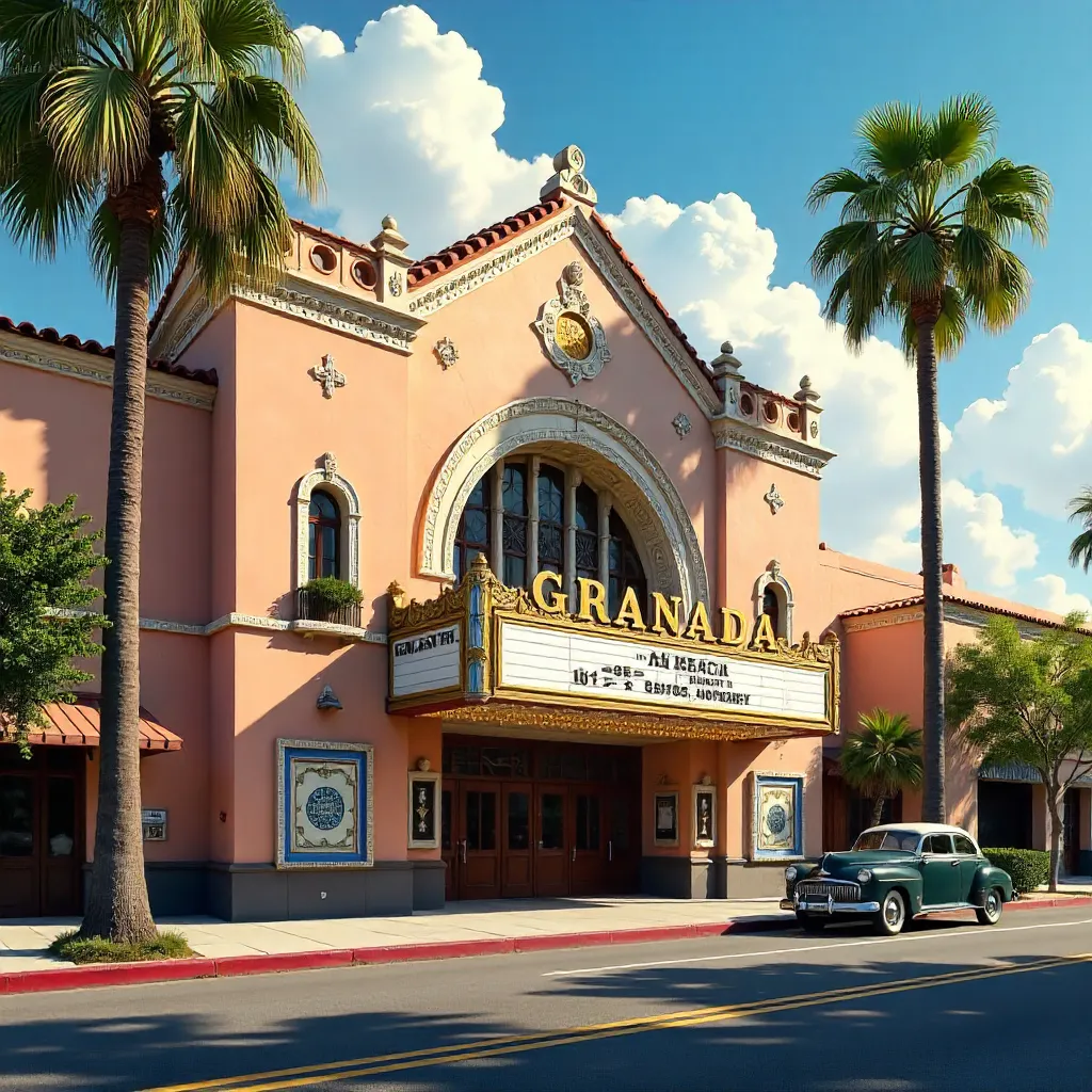Sunlit Granada Theatre Facade, Santa Barbara