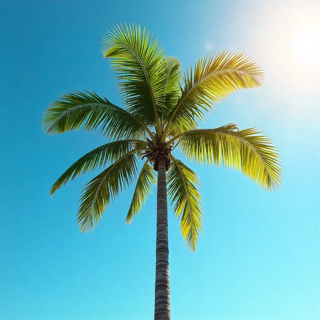 Lone Palm Under a Clear Tropical Sky