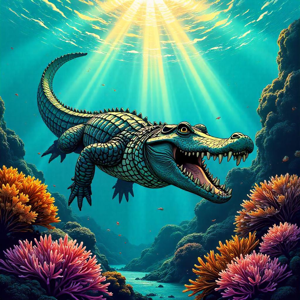 Underwater Crocodile: Comic Splash Adventure
