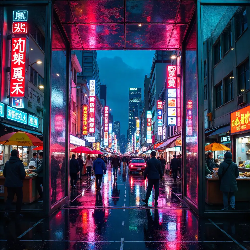 Kaleidoscopic Tokyo Street Reflections