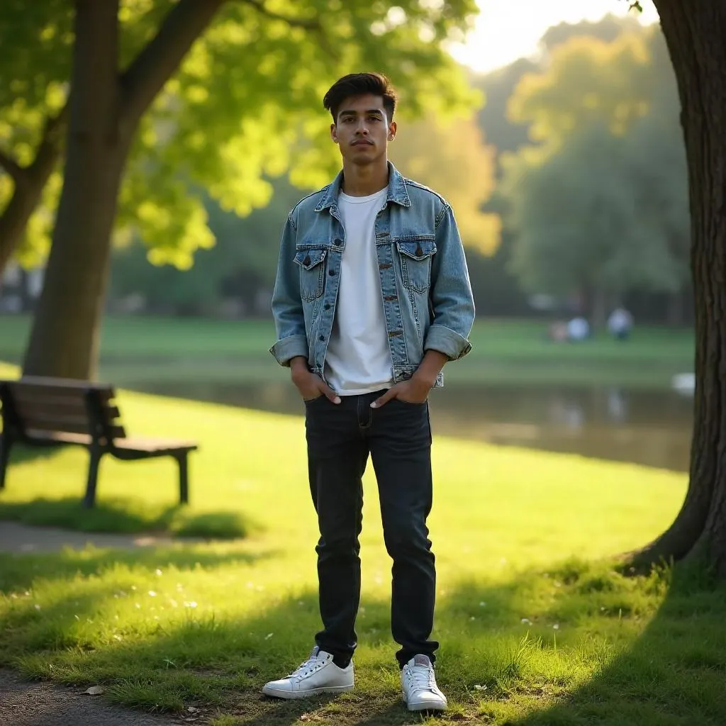 Photorealistic Portrait: Young Latino in a Park