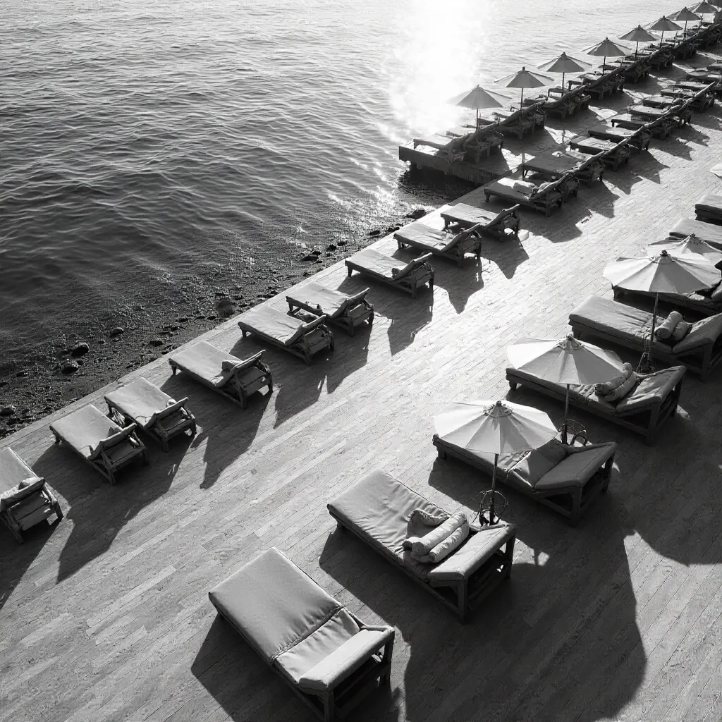 Aerial Monochrome Seaside Terrace