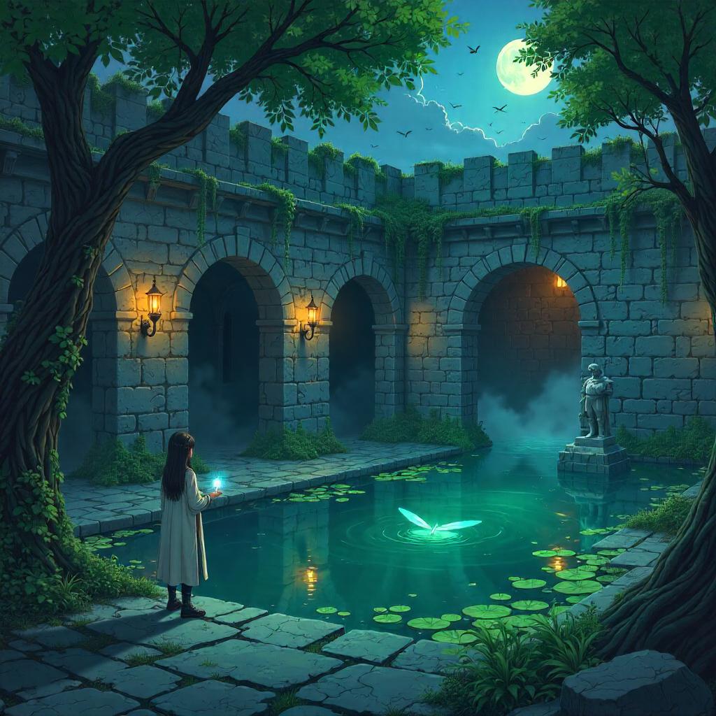 Mist-Wrapped Swamp in a Castle Courtyard