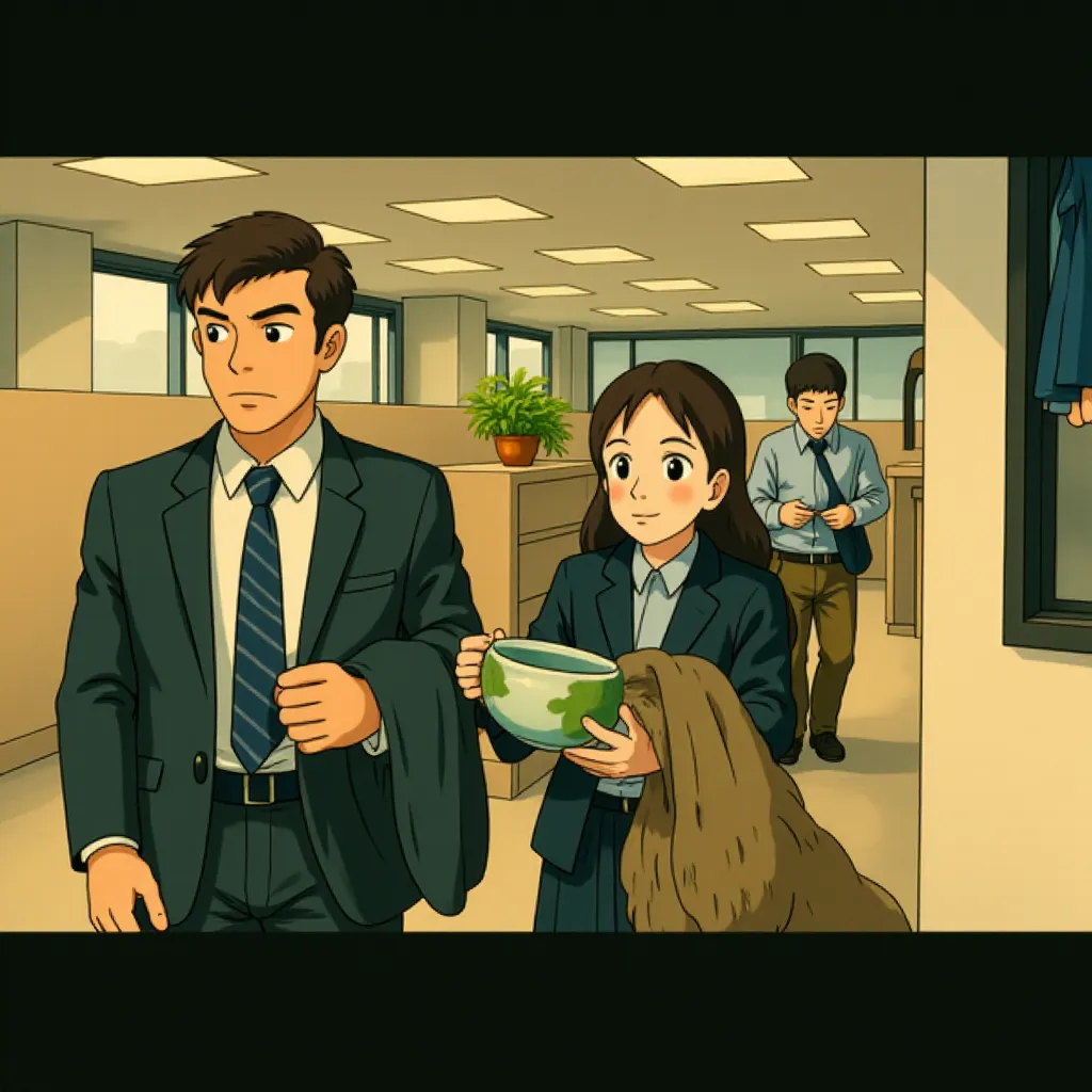 George Clooney and Anna Kendrick in Up in the Air (2009) - Anime style
