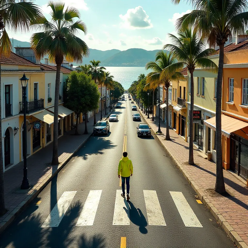 Solitary Pedestrian Crosswalk Aerial View in Florianópolis