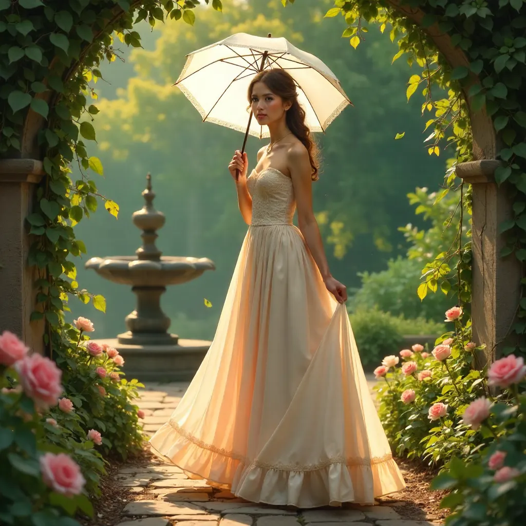 Romantic Garden Portrait with Parasol