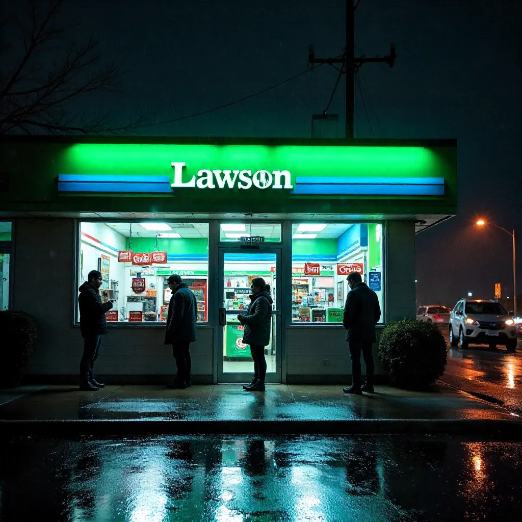 Nighttime Lawson Entrance with People