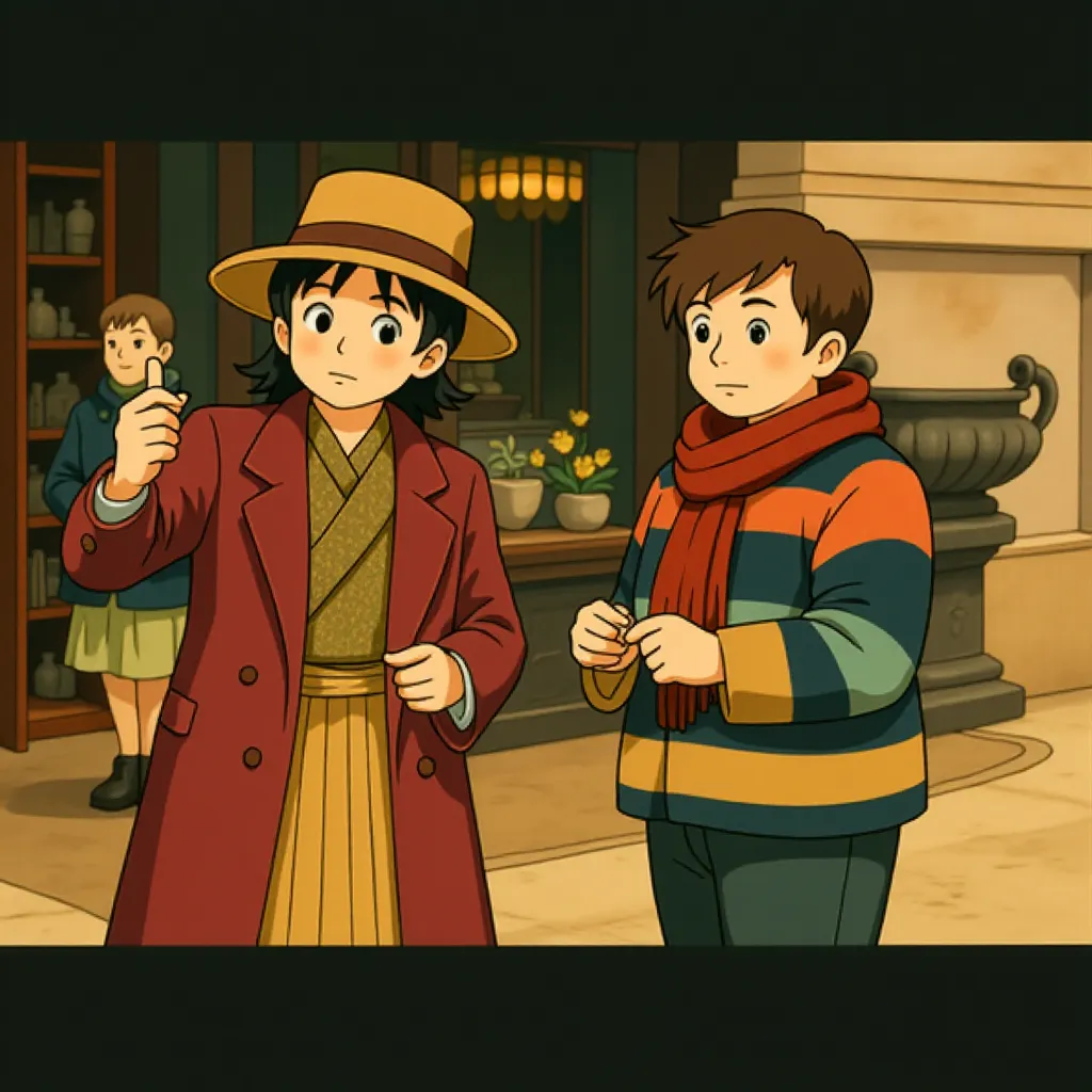 Paul King and Timothée Chalamet in Wonka (2023) - Anime style