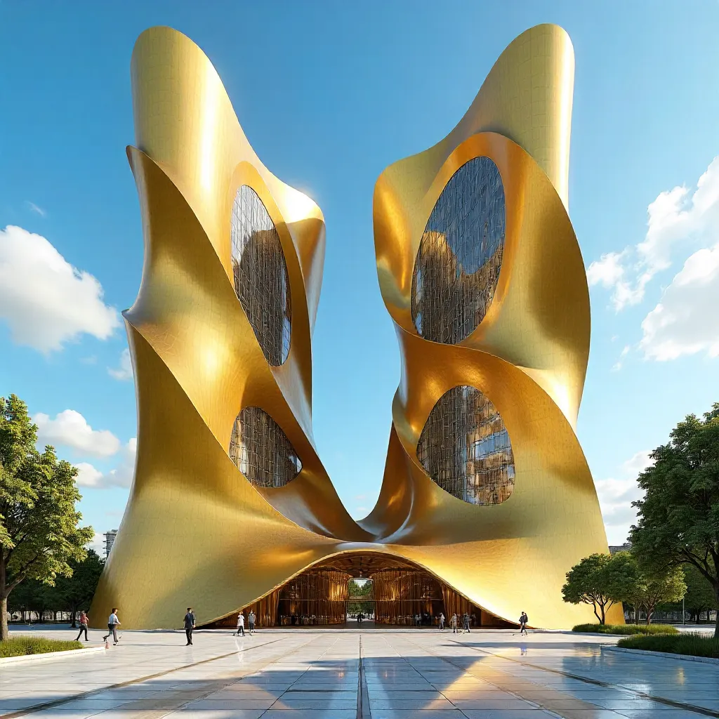 Golden Waves Over Moscow's Modern Skyline