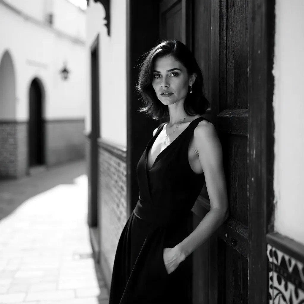 Elegance in Rabat: Black & White Door Portrait