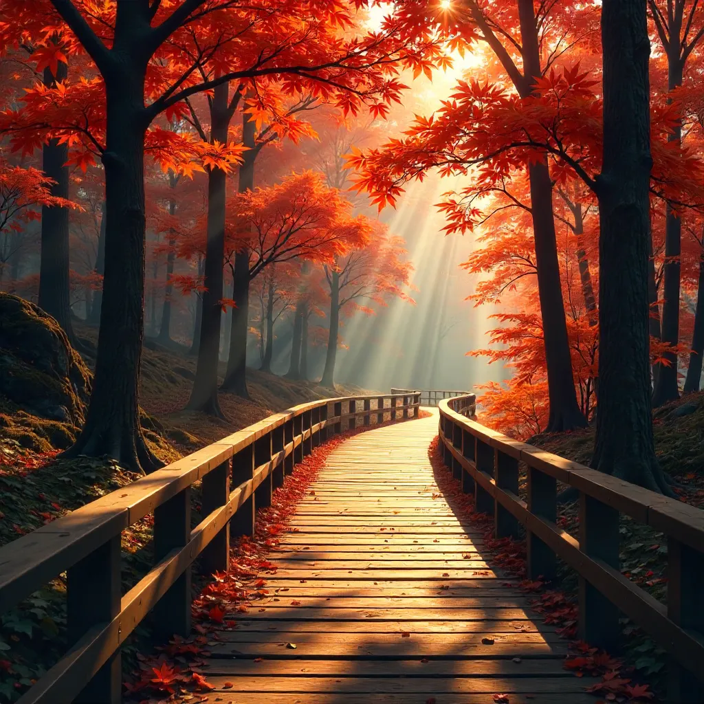 Autumn Maple Pathway in Vibrant Fall Colors