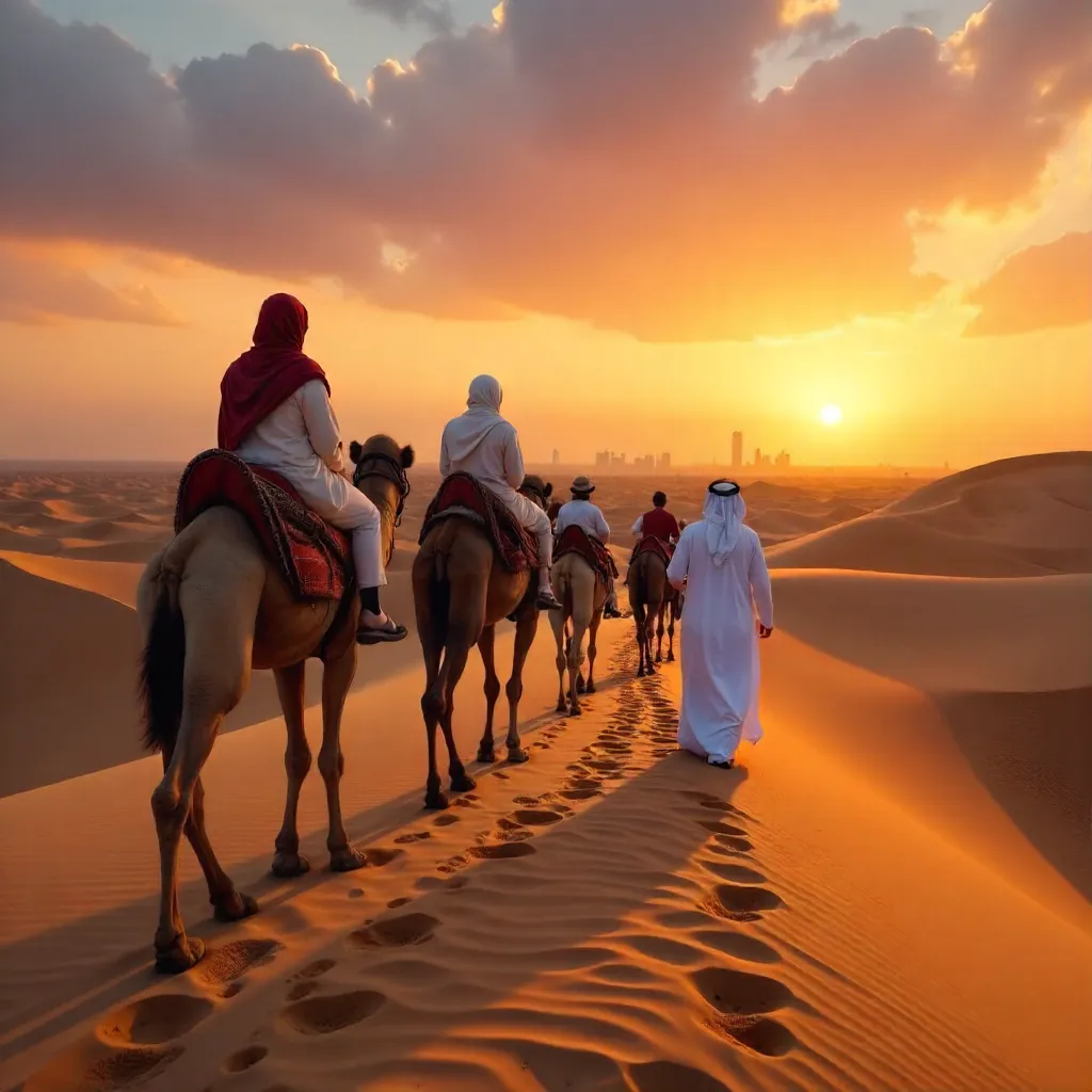 Golden Sunset Camel Ride in Abu Dhabi Desert