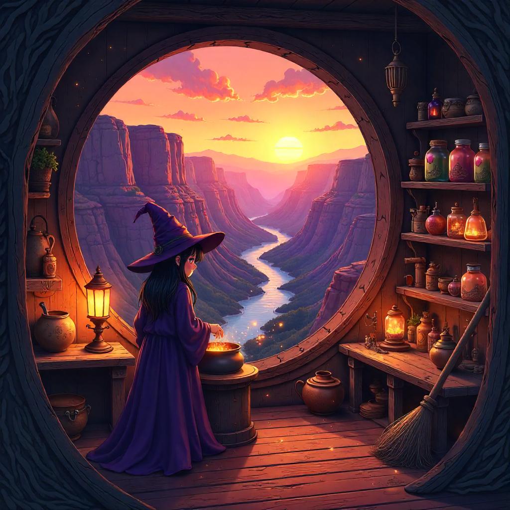 Canyon View from a Witch's Hut (Anime Style)