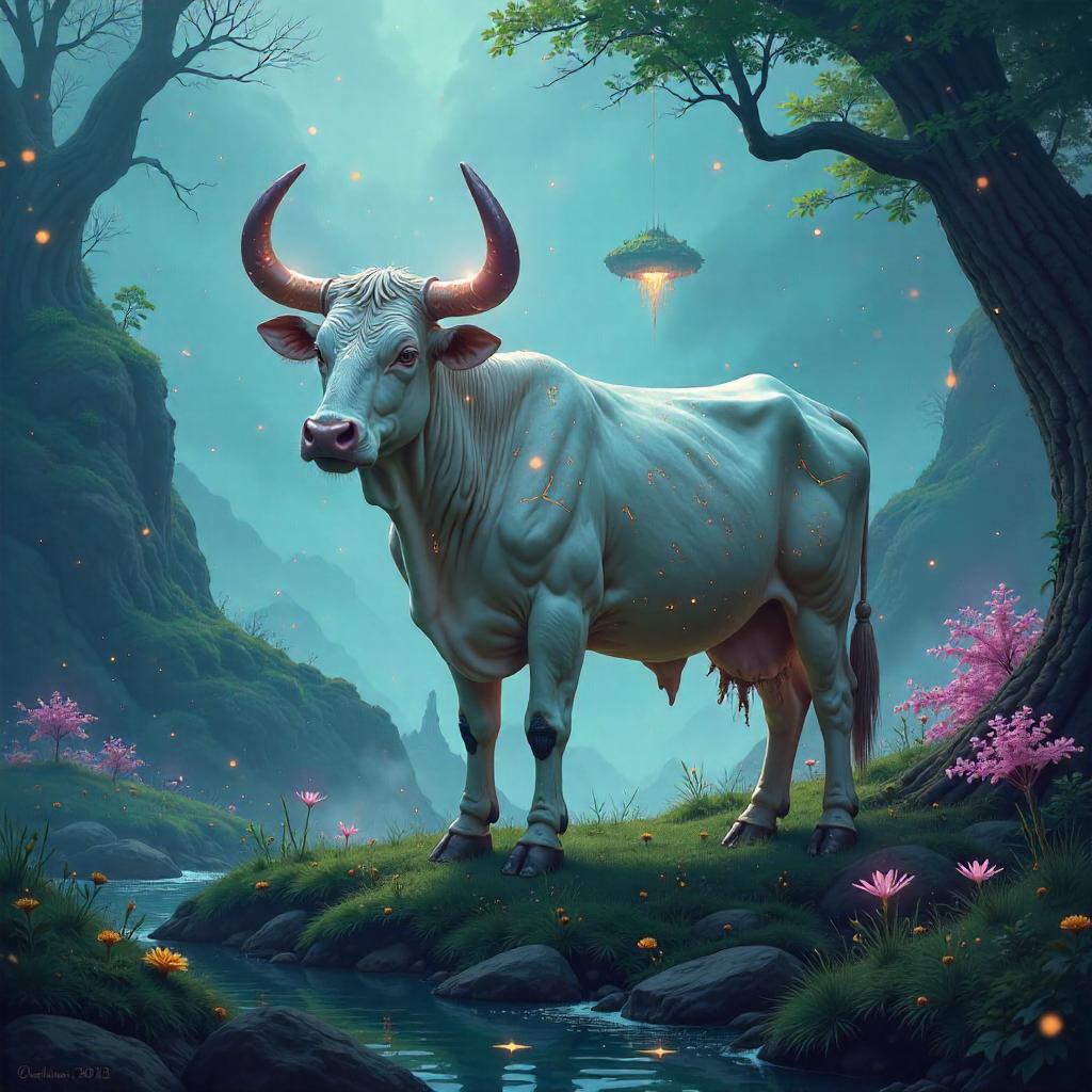 Enchanted Realm Cow — Mystic Concept Art