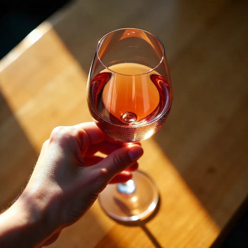 Overhead Rosé Wineglass in Hand