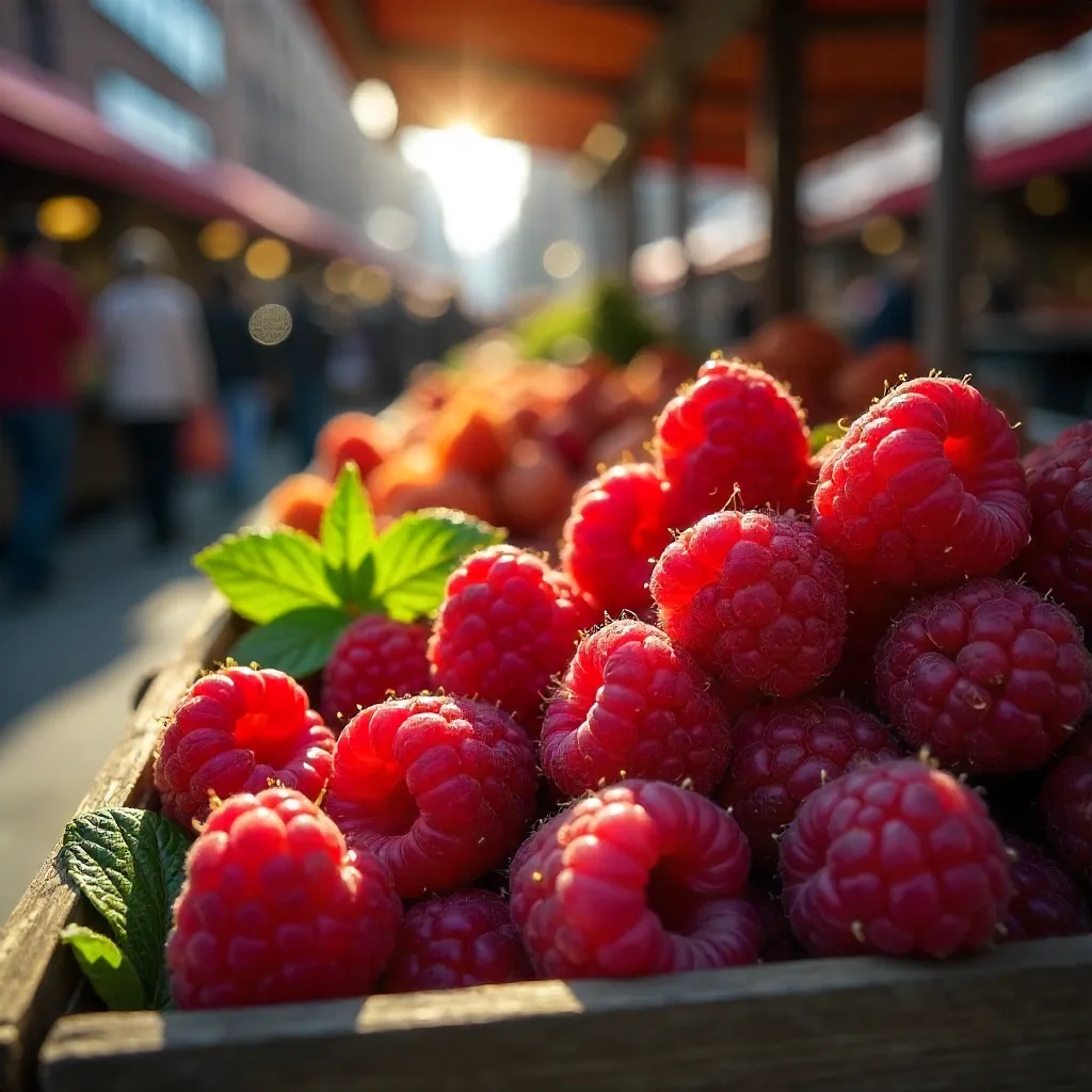 Juicy Raspberries at a Toronto Market