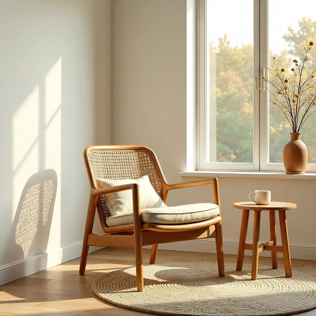 Elegant Rattan Chair in an Earthy Minimalist Space