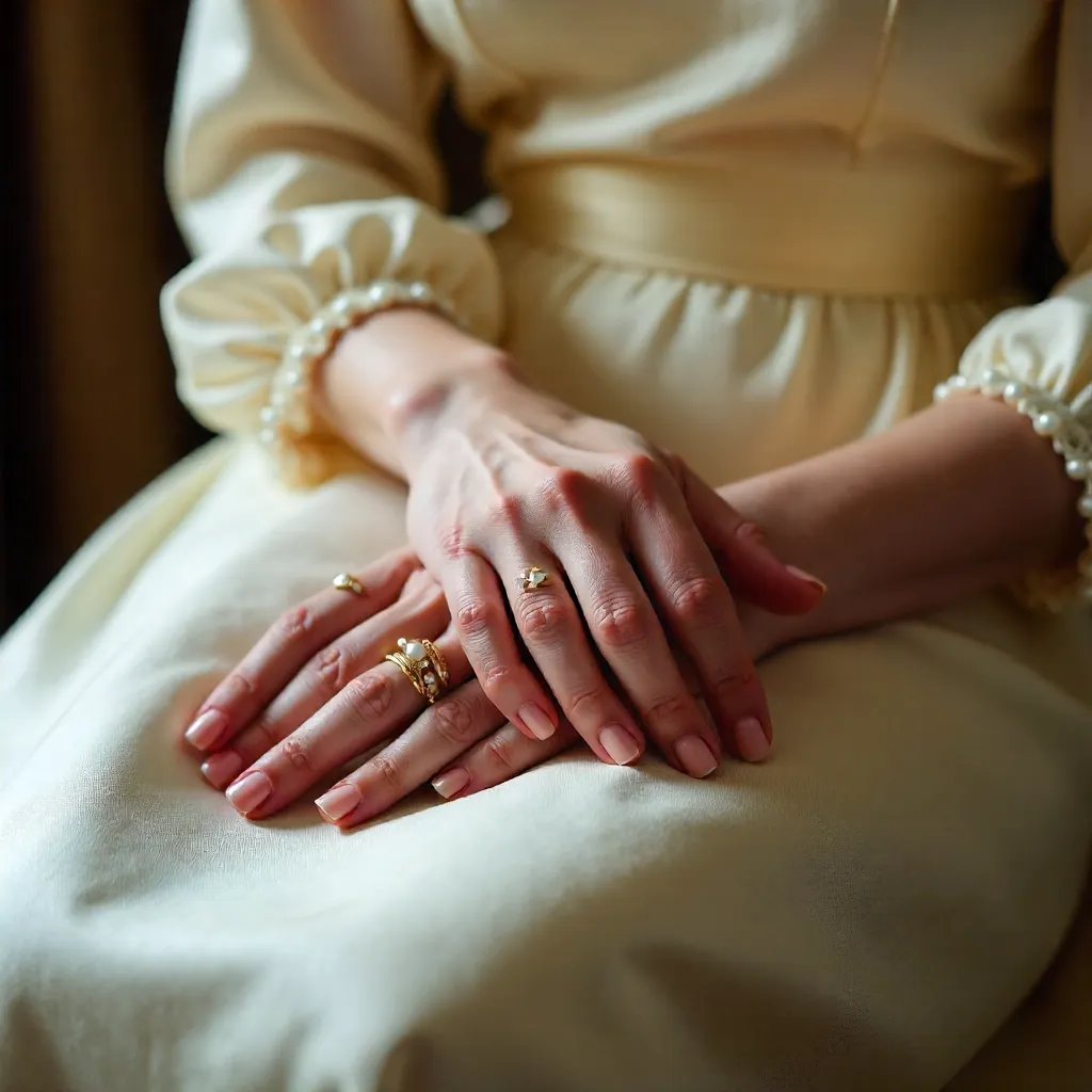 Elegant Hands in a Vintage Dress