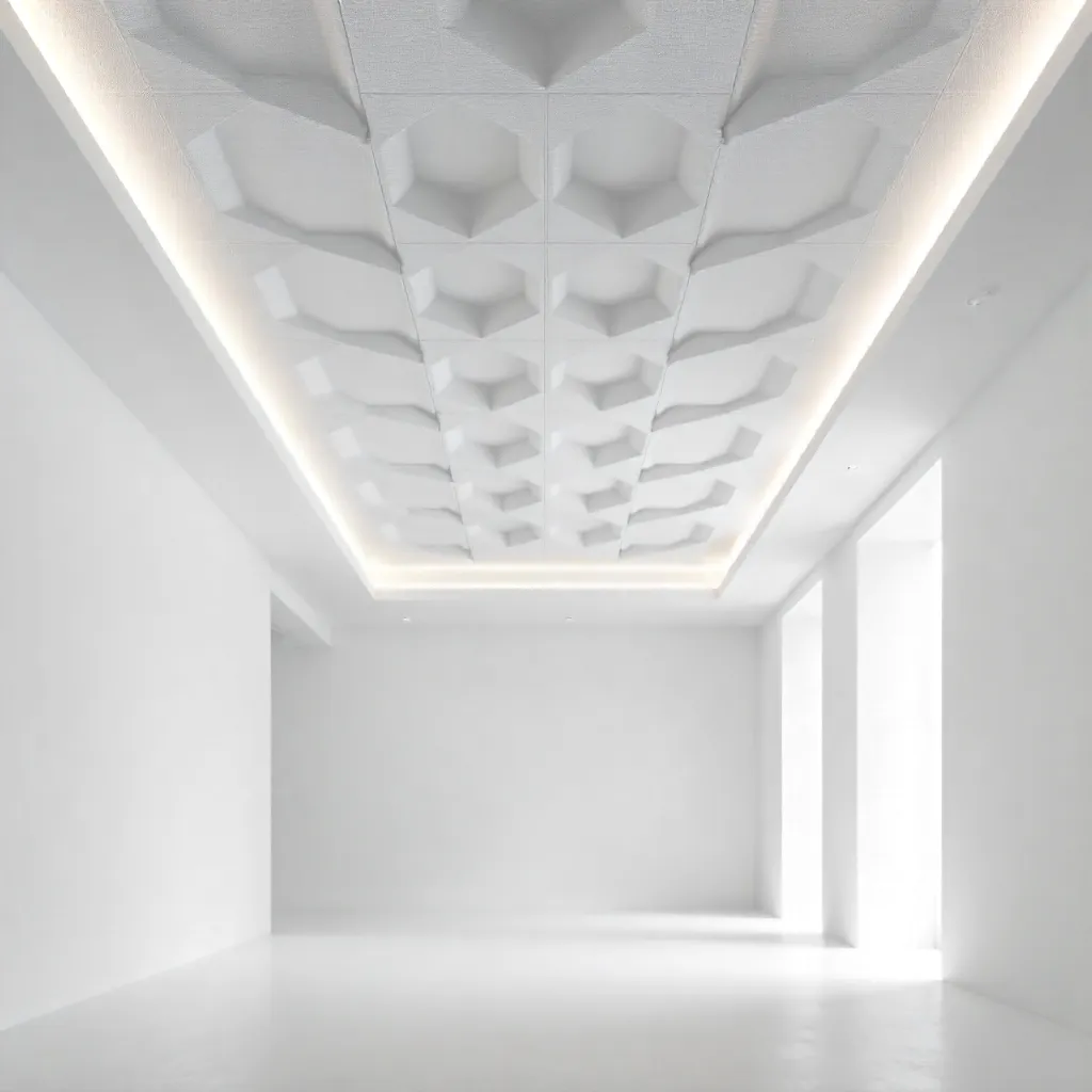 Monochrome Minimalist Ceiling with Geometric Patterns