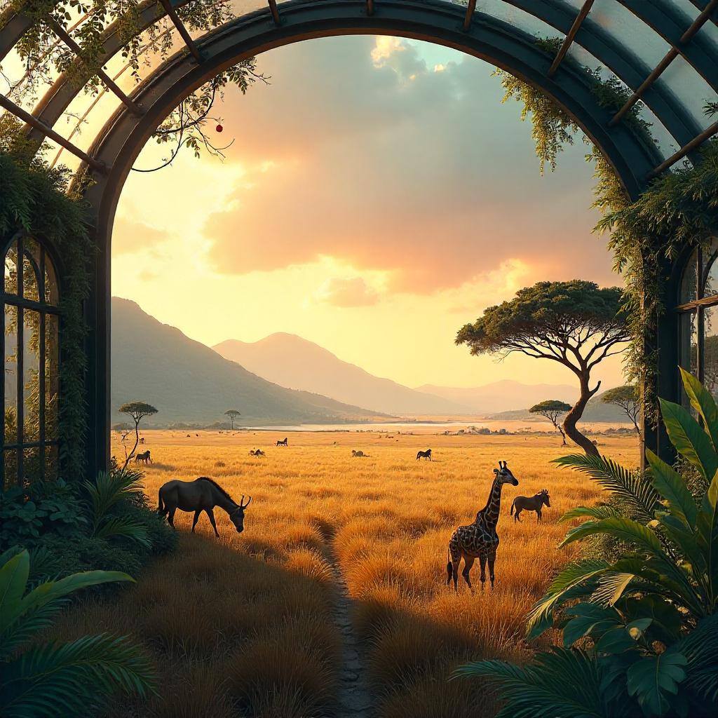 Savanna Concept Art in a Botanical Garden Conservatory