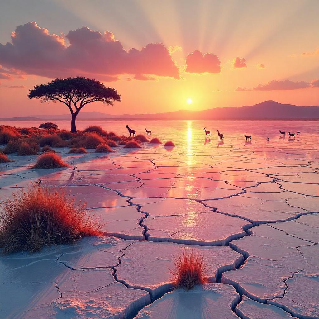 Saltflat Savanna Concept Art at Golden Hour