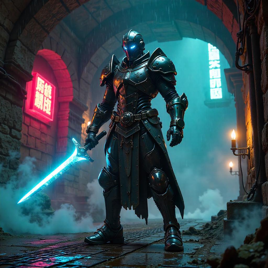 Neon Warlord in the Castle Dungeons