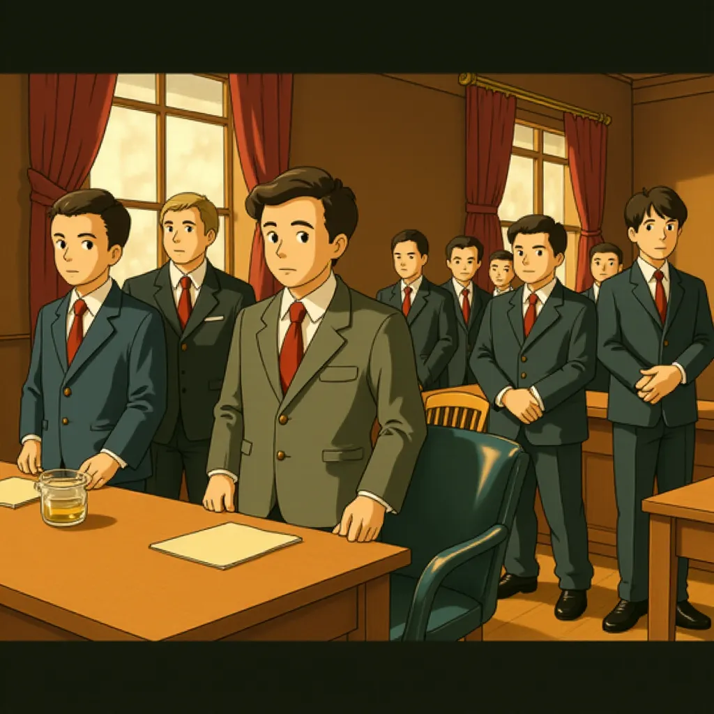 Tom Hanks, Mark Rylance, and Billy Magnussen in Bridge of Spies (2015) - Anime style