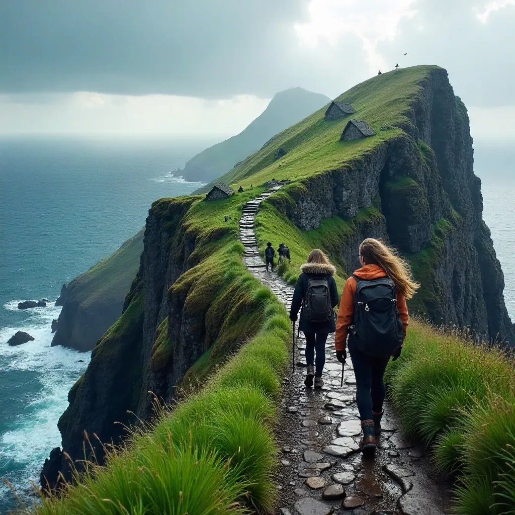 Skellig Michael: Hikers on Rugged Atlantic Trails