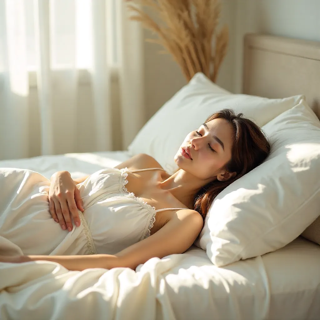 Serene Portrait on a White Bed