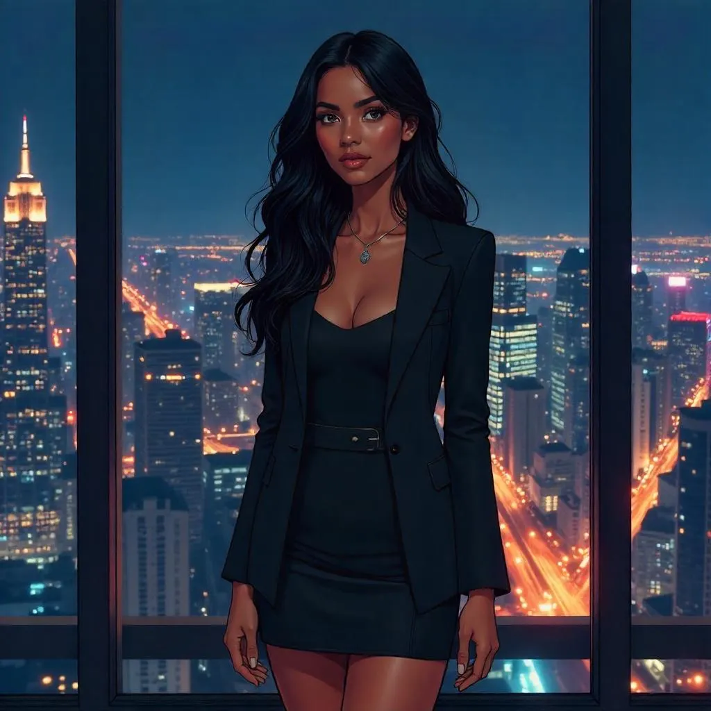 Anime Penthouse Vista: Indian Woman at Night