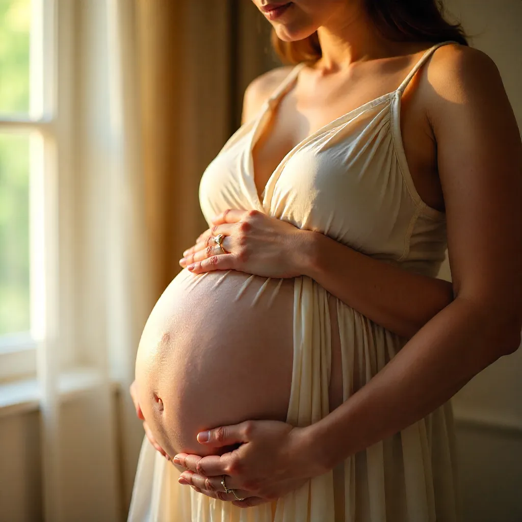 Embrace of Life: Close-Up Pregnancy Portrait