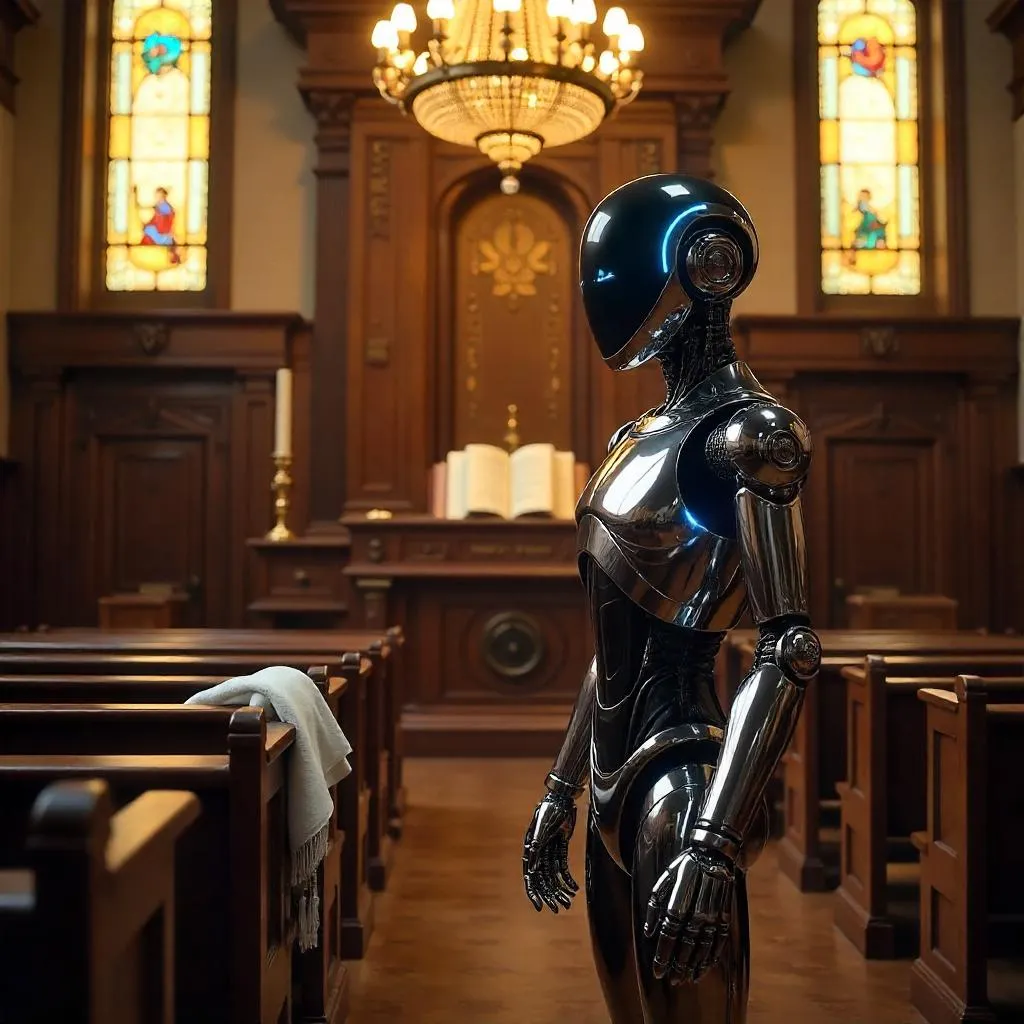 Photorealistic Robot in a Quiet Synagogue