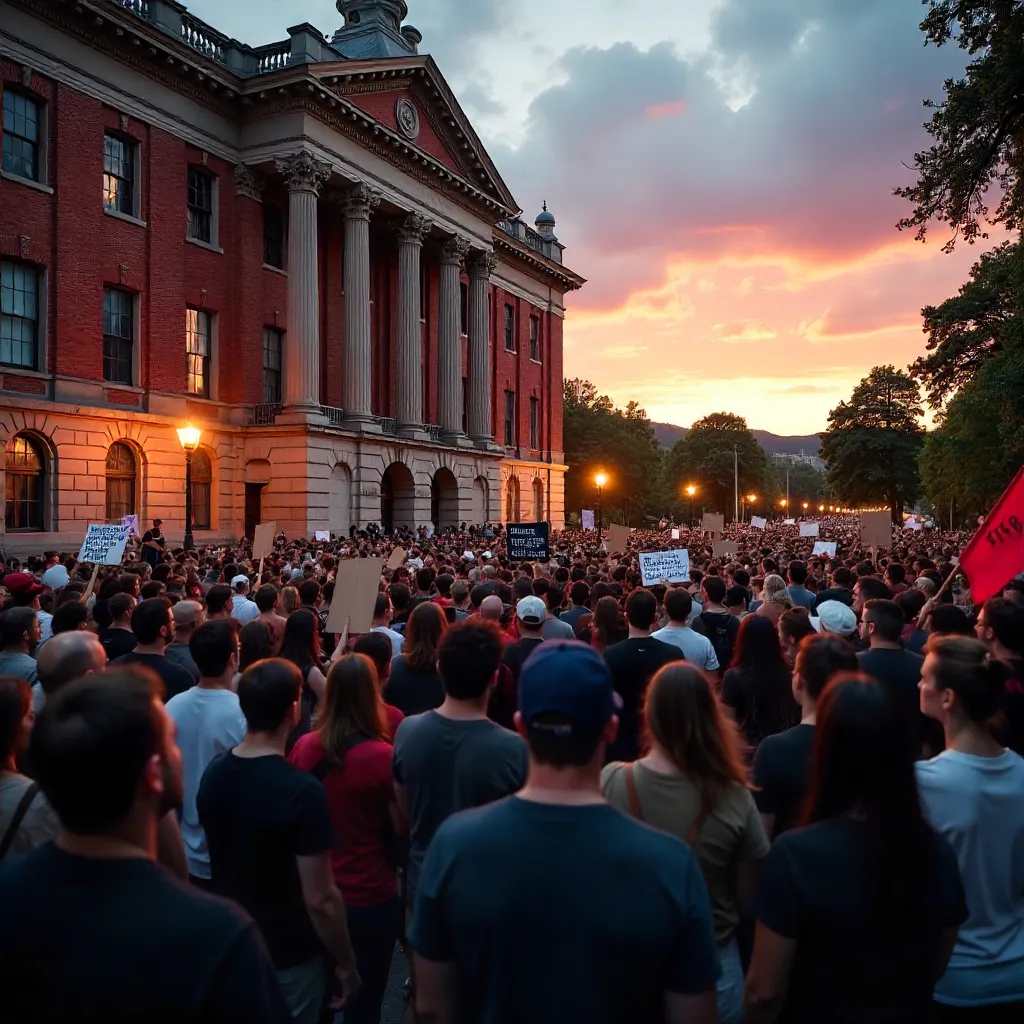 Dusk Peaceful Protest in Chattanooga Historic Building