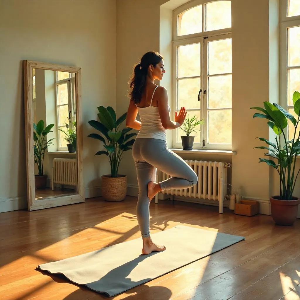 Oil Painting of a Middle Eastern Woman in Yoga Studio