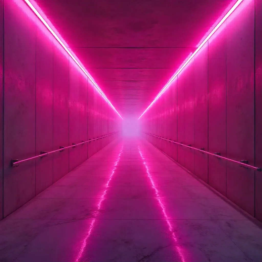 Pink Neon Corridor: Moody Modern Passage