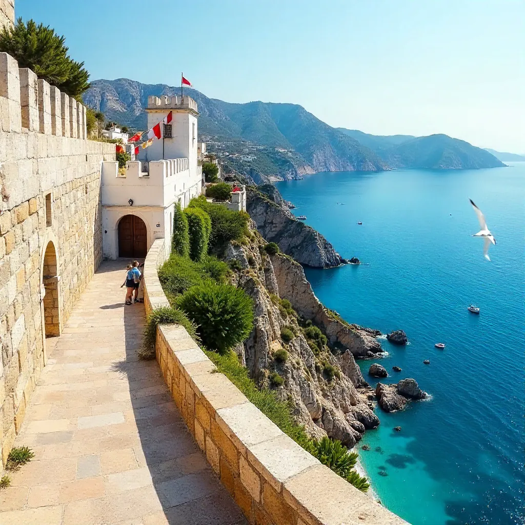 Azure-Coast Fortress Over Crystal Blue Waters