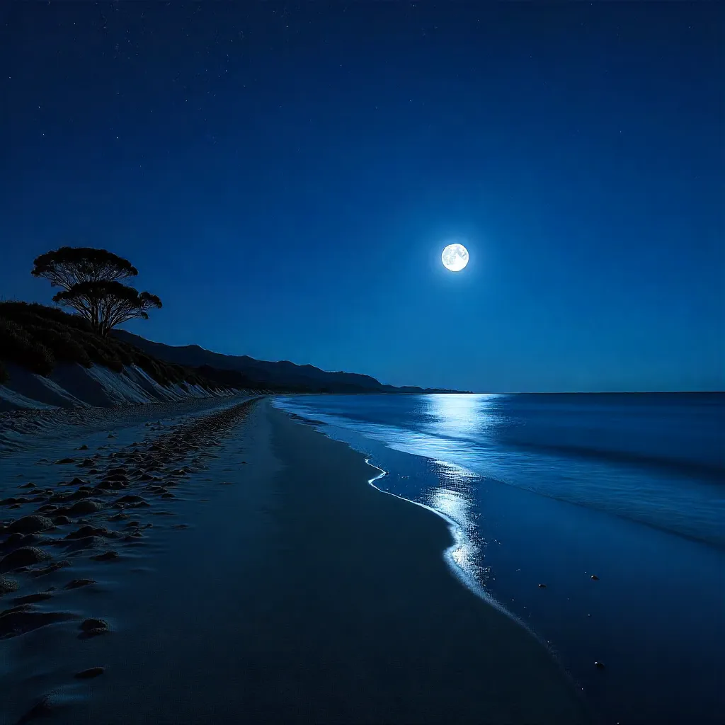 Captivating Half Moon over Northland Night Sky