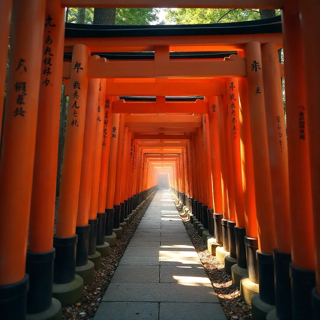 Endless Vermilion Torii Path at Fushimi Inari