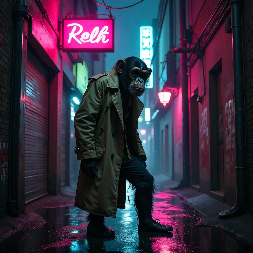 Neon Alley Chimp: Concept Art Noir
